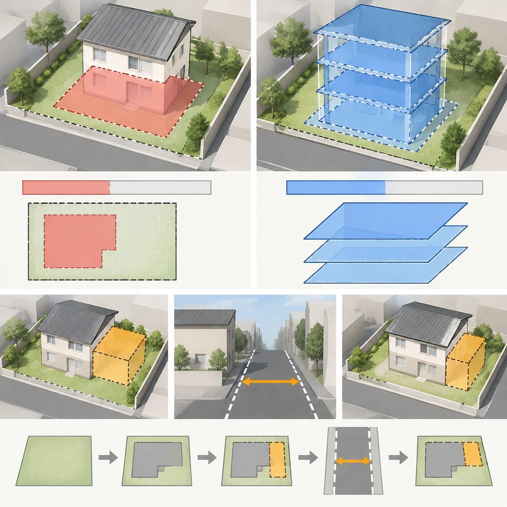 建ぺい率・容積率がカギ！敷地に残る「建てられる余地」を確認